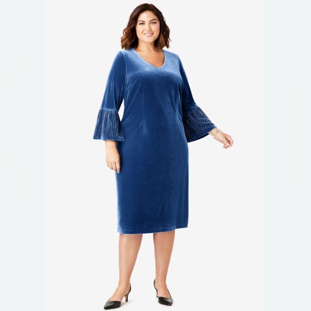 Jessica London PLUS SIZE Royal Blue Crushed Velvet Dress